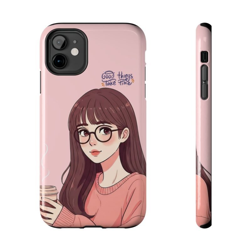 Good Things Take Time – Coffee Girl Tough Phone Case (Anime Style)