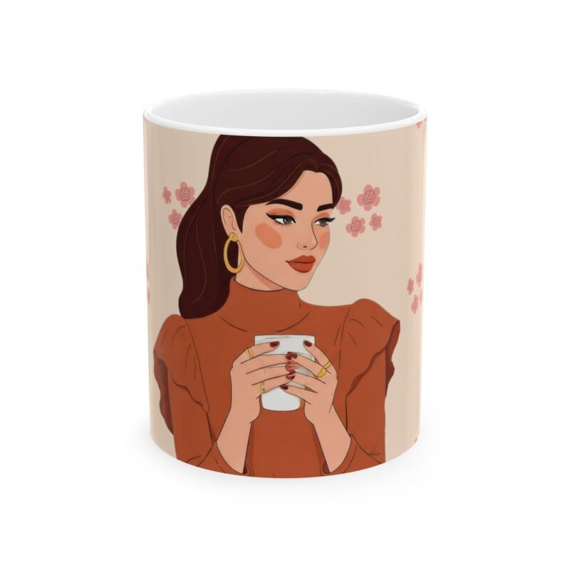 Her Quiet Moment – Warm Toned Coffee Ceramic Mug (11oz / 15oz)