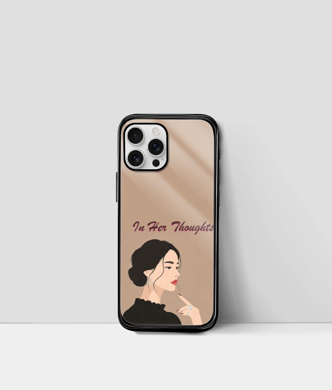 In Her Thoughts – Minimal Thinking Pose Illustration IPhone Glass Case