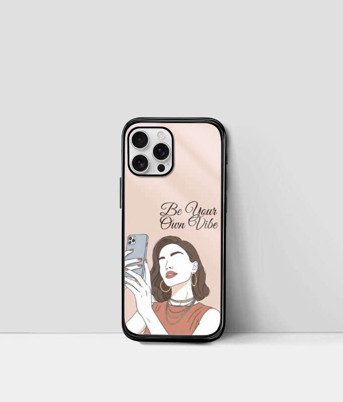 Be Your Own Vibe – Selfie Girl Minimal Illustration IPhone Glass Case
